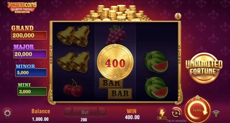 Fortune Coins Unlimited Fortune - Lock & Respin მონეტის რაუნდი მონეტების შენარჩუნებით